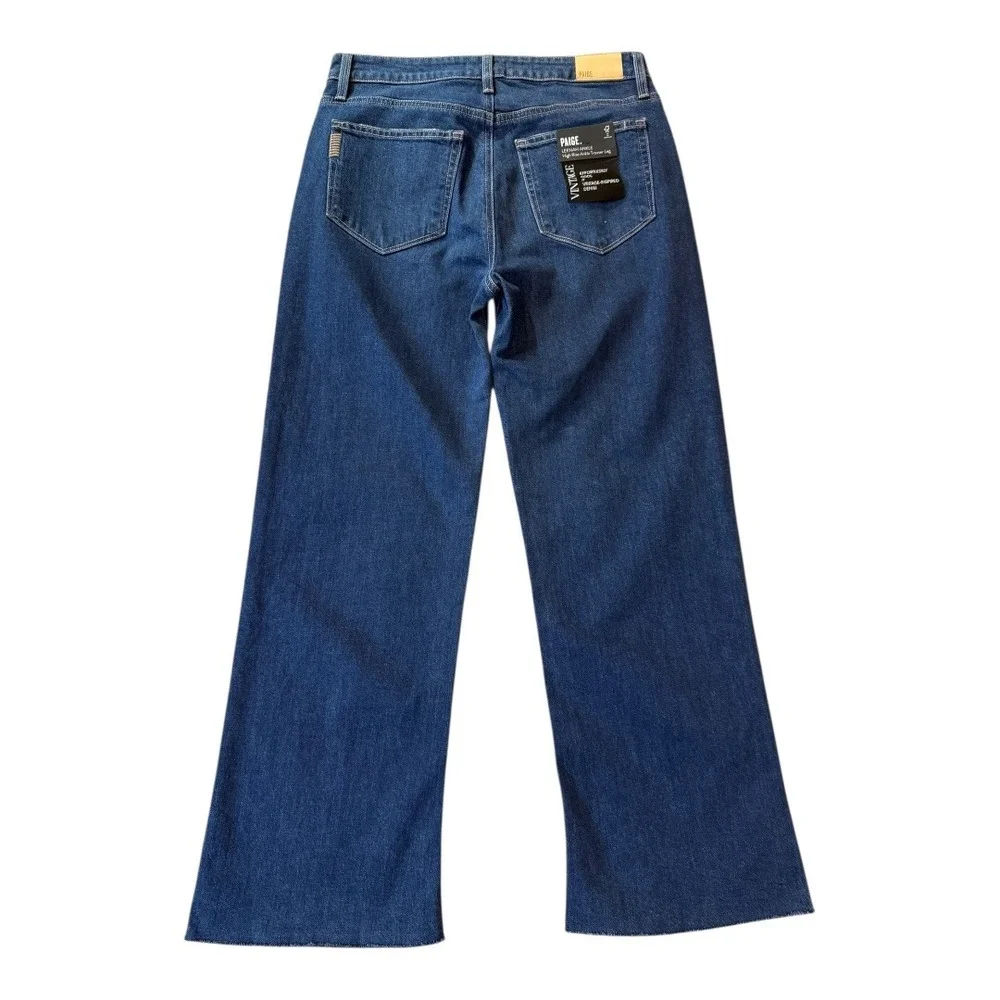 PAIGE Leenah Ankle Raw Hem Wide Leg Jeans Women's Size 10 (30) Gracie Lou NWT - Picture 3 of 7